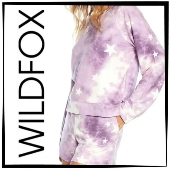 WILDFOX Ladies Sweatshirt & Short Lounge Set Tie Dye Stars XL | MSRP $160 | NWT - Picture 14 of 14